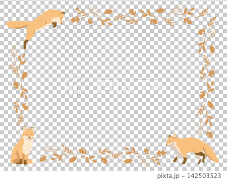 狐狸和落葉插圖框 142503523