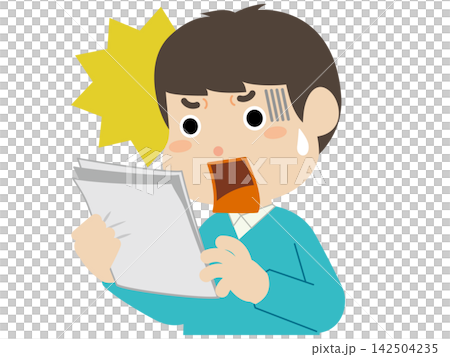 圖解：一名男子看到發票時感到驚訝 142504235