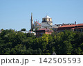 Historic Old Town Skyline of Kamianets Podilskyi with Saints Peter and Paul Cathedral and Minaret Rising Above Green Smotrych Canyon in Ukraine 142505593