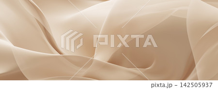 Beige sheer chiffon fabric flowing background 3D render Beige sheer chiffon fabric flowing background 3D render 142505937