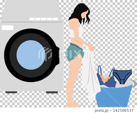 An illustration of washing underwear. An illustration of washing underwear. 142506537