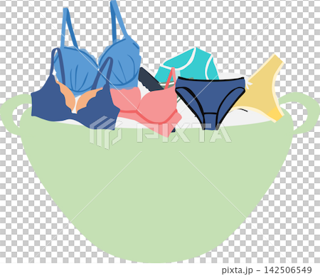 An illustration of washing underwear. An illustration of washing underwear. 142506549