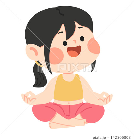 Young girl practicing yoga and meditation pose Young girl practicing yoga and meditation pose 142506808
