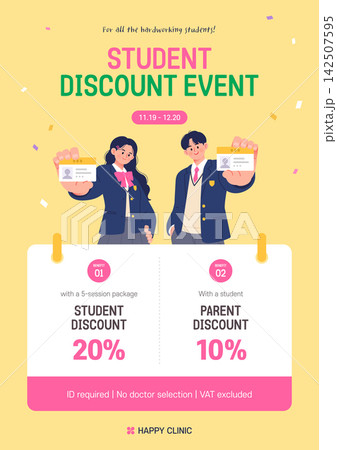 Student Discount Sale Banner Template for Dermatology and Beauty Clinic Student Discount Sale Banner Template for Dermatology and Beauty Clinic 142507595