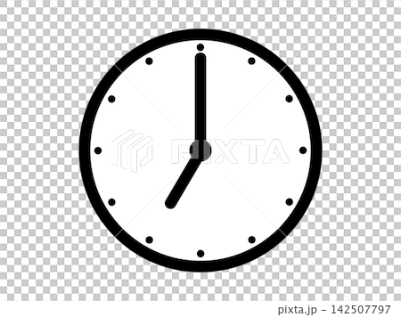 7時を示すシンプルなアナログ時計のアイコンイラスト素材 142507797