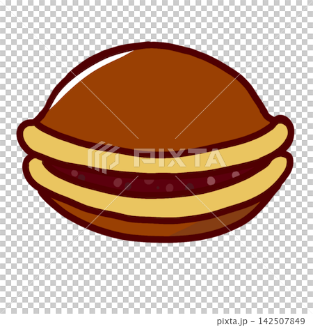 An illustration of a delicious-looking dorayaki filled with plenty of red bean paste. An illustration of a delicious-looking dorayaki filled with plenty of red bean paste. 142507849