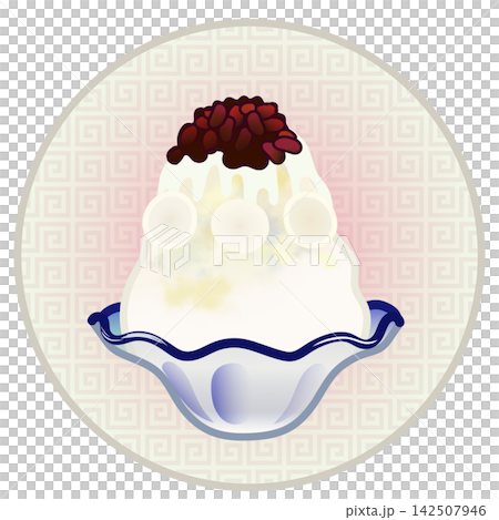 Illustration of shaved ice with a circular background 142507946