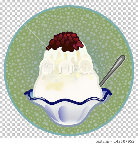 Illustration of shaved ice with a circular background 142507952