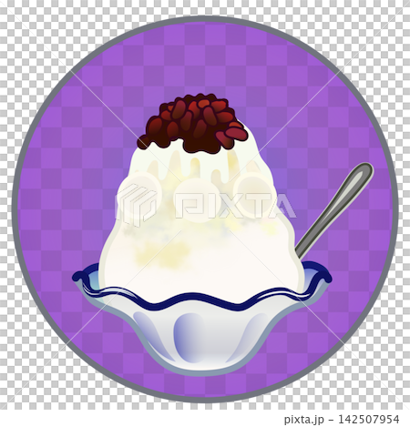 Illustration of shaved ice with a circular background Illustration of shaved ice with a circular background 142507954