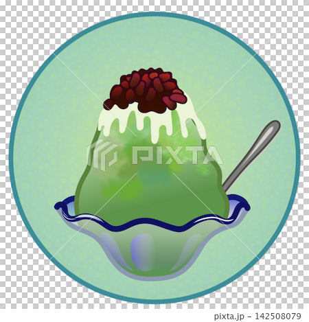 Illustration of shaved ice with a circular background 142508079