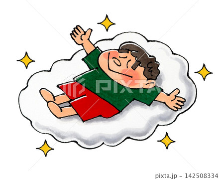 雲に寝る男の子 雲に寝る男の子 142508334