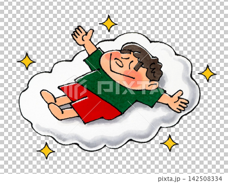 雲に寝る男の子 雲に寝る男の子 142508334