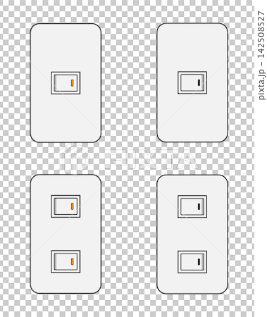 Illustration set of light switches showing the on/off status (single-gang and double-gang) 142508527