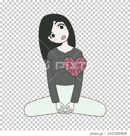 絶望や大きなショックで心が壊れた(メンタル限界の)女性のイラスト 絶望や大きなショックで心が壊れた(メンタル限界の)女性のイラスト 142508909