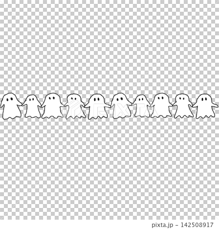 かわいいおばけのライン　ハロウィンの飾り・フレーム素材 142508917