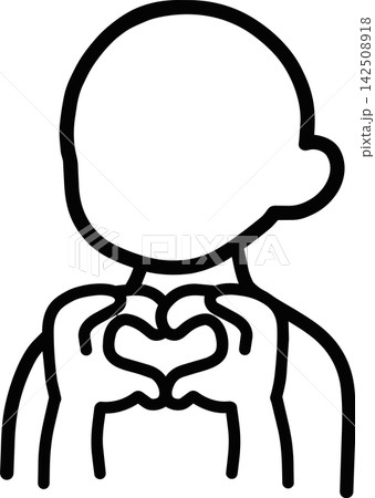 両手でハートを作る顔なしキャラクターのイラスト 142508918