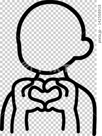 両手でハートを作る顔なしキャラクターのイラスト 142508918