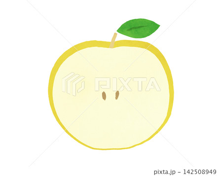 半分にカットした黄色いリンゴのイラスト 半分にカットした黄色いリンゴのイラスト 142508949