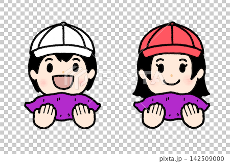一組彩色插圖，描繪了一個學齡前兒童/孩子拿著一個紅薯。 142509000