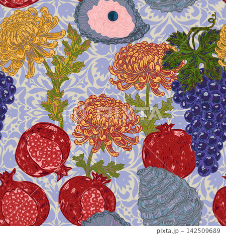 seamless pattern with raspberries and wild strawberries seamless pattern with raspberries and wild strawberries 142509689