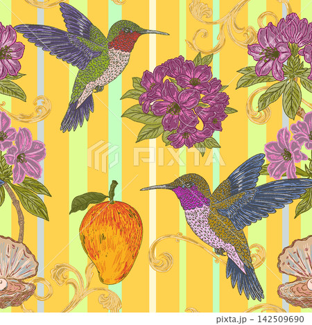 tropical background with birds 142509690