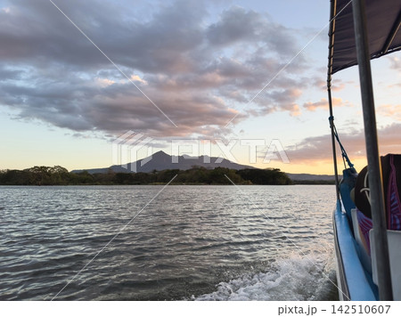 Going boat tour on Nicaragua lake in Mombacho volcano Going boat tour on Nicaragua lake in Mombacho volcano 142510607