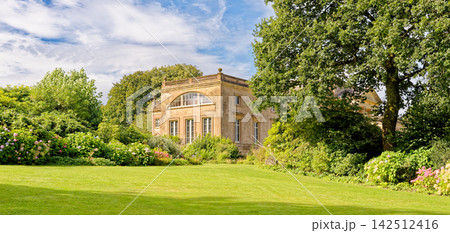 South Wing of Palladian Stourhead House Framed by Summer Lawns and Trees South Wing of Palladian Stourhead House Framed by Summer Lawns and Trees 142512416
