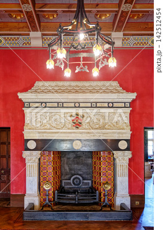 William Burges Gothic Revival Sideboard and Chandelier at Knightshayes Court 142512454