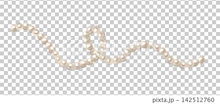 Watercolor wavy pearl garland, white beads string isolated on transparent Watercolor wavy pearl garland, white beads string isolated on transparent 142512760