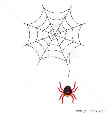spider with spider web icon, flat style spider with spider web icon, flat style 142512990