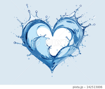 Water heart splashing clean blue fresh liquid Water heart splashing clean blue fresh liquid 142513806