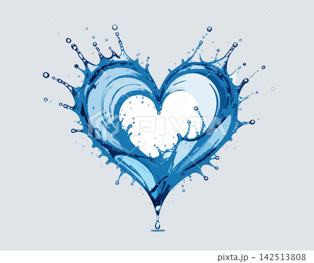 Water splash forming heart shape symbol 142513808