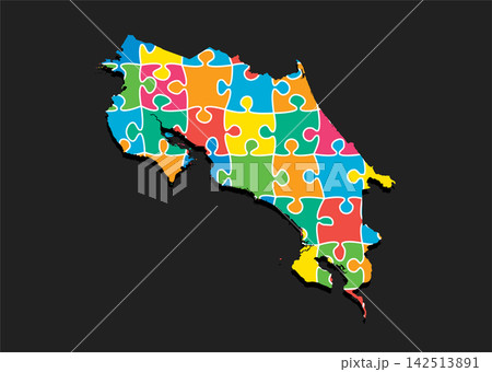 Creative map Costa Rica from color puzzle, jigsaw Creative map Costa Rica from color puzzle, jigsaw 142513891