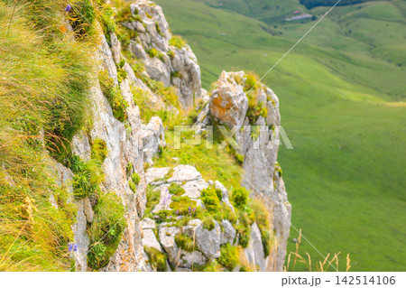 Mountain view overlooking valley and hills Mountain view overlooking valley and hills 142514106