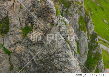 Mountain view overlooking valley and hills Mountain view overlooking valley and hills 142514115