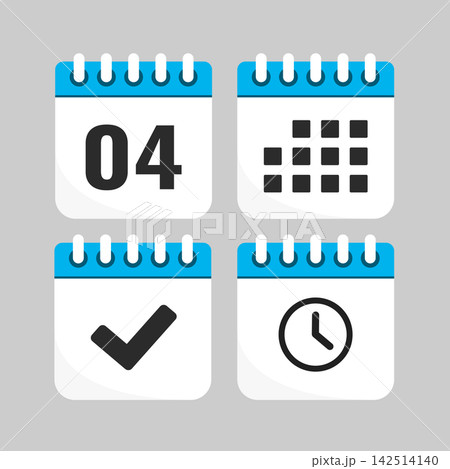 Icon page calendar - day 4, agenda, check, timer Icon page calendar - day 4, agenda, check, timer 142514140