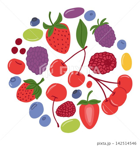 Berries set. Flat berry collection 142514546