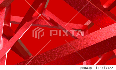 Vibrant Red Geometric Beams in an Abstract 3D Composition 142515422