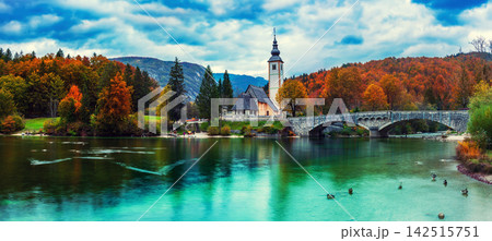 Church of St John the Baptist near Lake Bohinj Slovenia Church of St John the Baptist near Lake Bohinj Slovenia 142515751