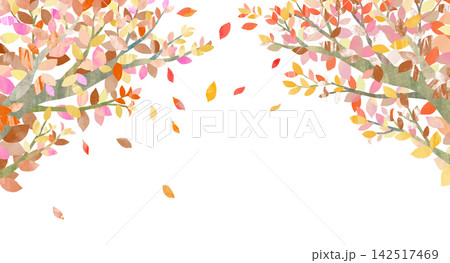 色付いた葉の背景イラスト 色付いた葉の背景イラスト 142517469