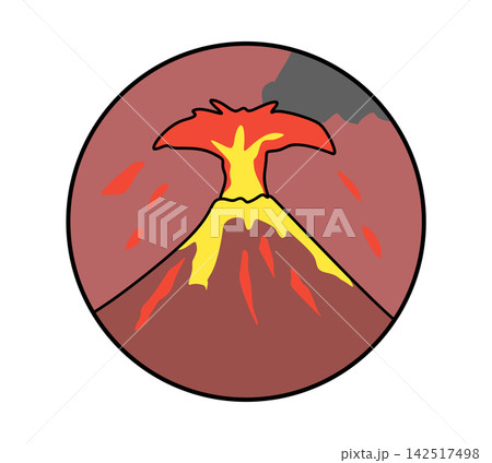 火山が噴火しているイメージイラストアイコン 142517498