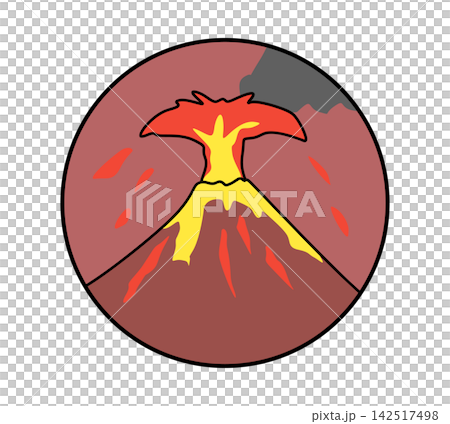 火山が噴火しているイメージイラストアイコン 142517498
