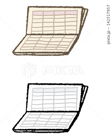 手描きの開いた通帳 手描きの開いた通帳 142517957