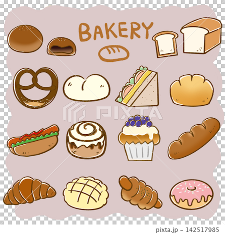 Illustration set of various bread Illustration set of various bread 142517985
