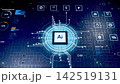 青く光る半導体AIチップと回路基板のデジタルインターフェース 142519131