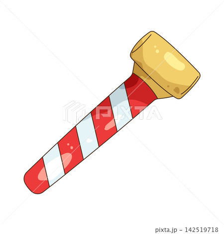 Illustration of striped party whistle 142519718