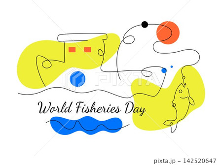 World Fisheries Day Vector Illustration Featuring Colorful Fish, Marine Life, Ocean Conservation, Sustainable Fishing and Aquatic Ecosystem Awareness World Fisheries Day Vector Illustration Featuring Colorful Fish, Marine Life, Ocean Conservation, Sustainable Fishing and Aquatic Ecosystem Awareness 142520647