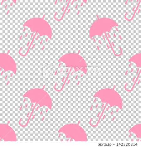 粉紅色雨傘和雨的無縫圖案 粉紅色雨傘和雨的無縫圖案 142520814