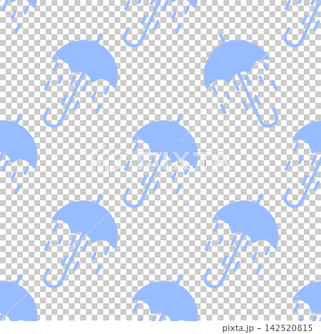 雨傘和雨的無縫圖案，淺藍色 142520815