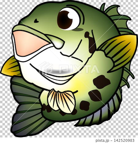 可愛的黑鱸魚角色插畫 可愛的黑鱸魚角色插畫 142520983